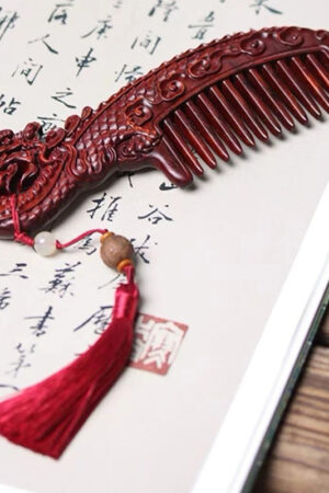 Green Sandal Wood Comb with Luxury Style Dragon Design Traditional Chinese Wooden Comb - Handmade with Love for Healthy Hair